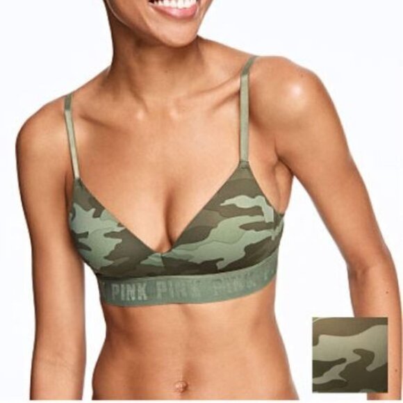 VS Pink Camo Wear Everywhere Wireless Lightly Lined Bra - O15 - Picture 2 of 5